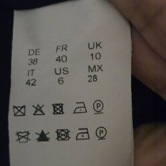 Hugo Boss Navy Virgin Wool Blend Gold Ring Detail Designer Sheath Dress Size 6 - Picture 5 of 7